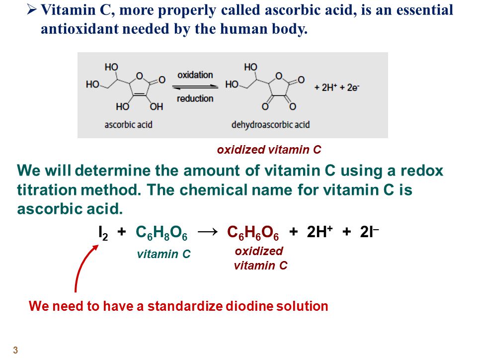 Acid determination of vitamin c
